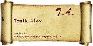 Tomik Alex névjegykártya